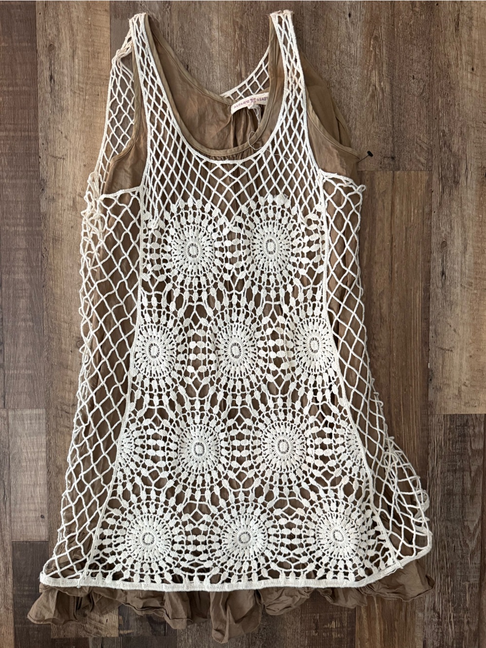 Alter’d state size s/m Cream Crochet Net Overlay Panel dress/ tunic